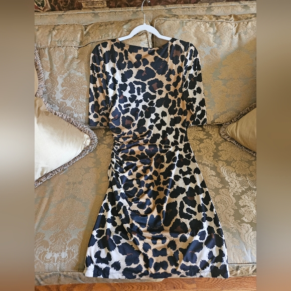 NWOT Cache Y2K Ruched Leopard Print Mini Dress - Picture 3 of 12